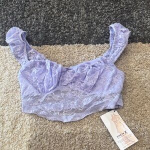 SHEIN Lavender Lace Crop Top